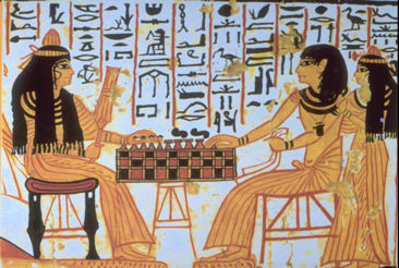 Tomb painting of couple playing Senet