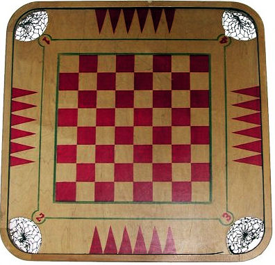 Checker board on rback of board