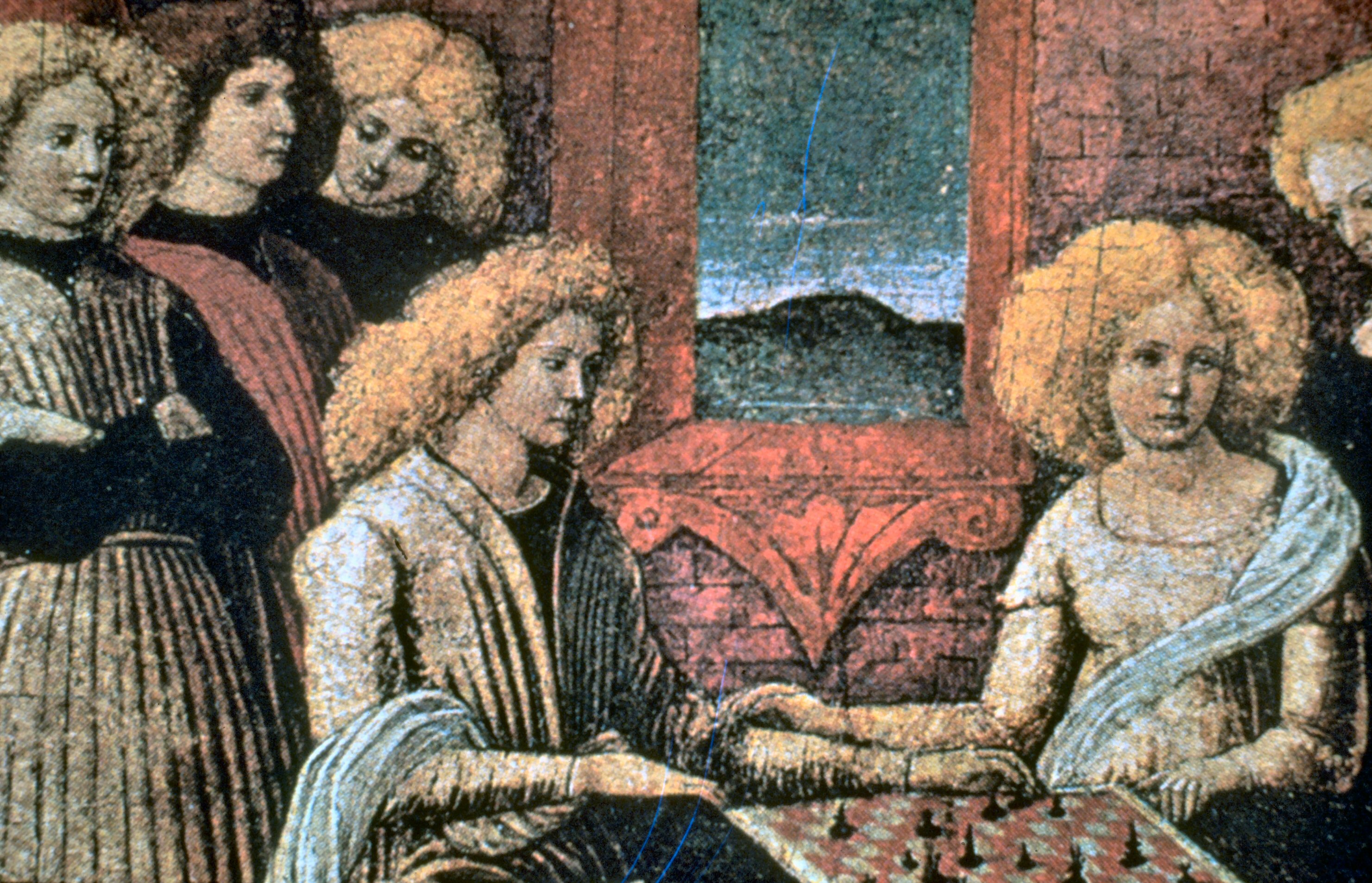 Italian Fresco of playing chess